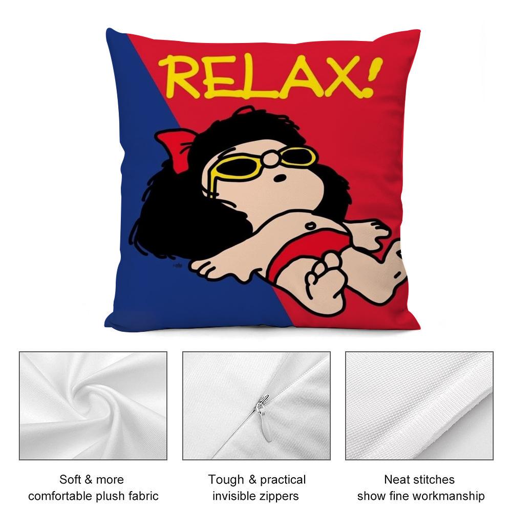 C-Cartoon  Comics M-MafaldaS Pillow Case Short Plush Sofa Decorative Gift Home Double-sided Printing Cushion