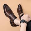 Business Formal Oxford Shoes Men's Leather Lace-Up Loafers Shoes Wear-Resistant Rubber Sole Flat Heel Smooth Leather