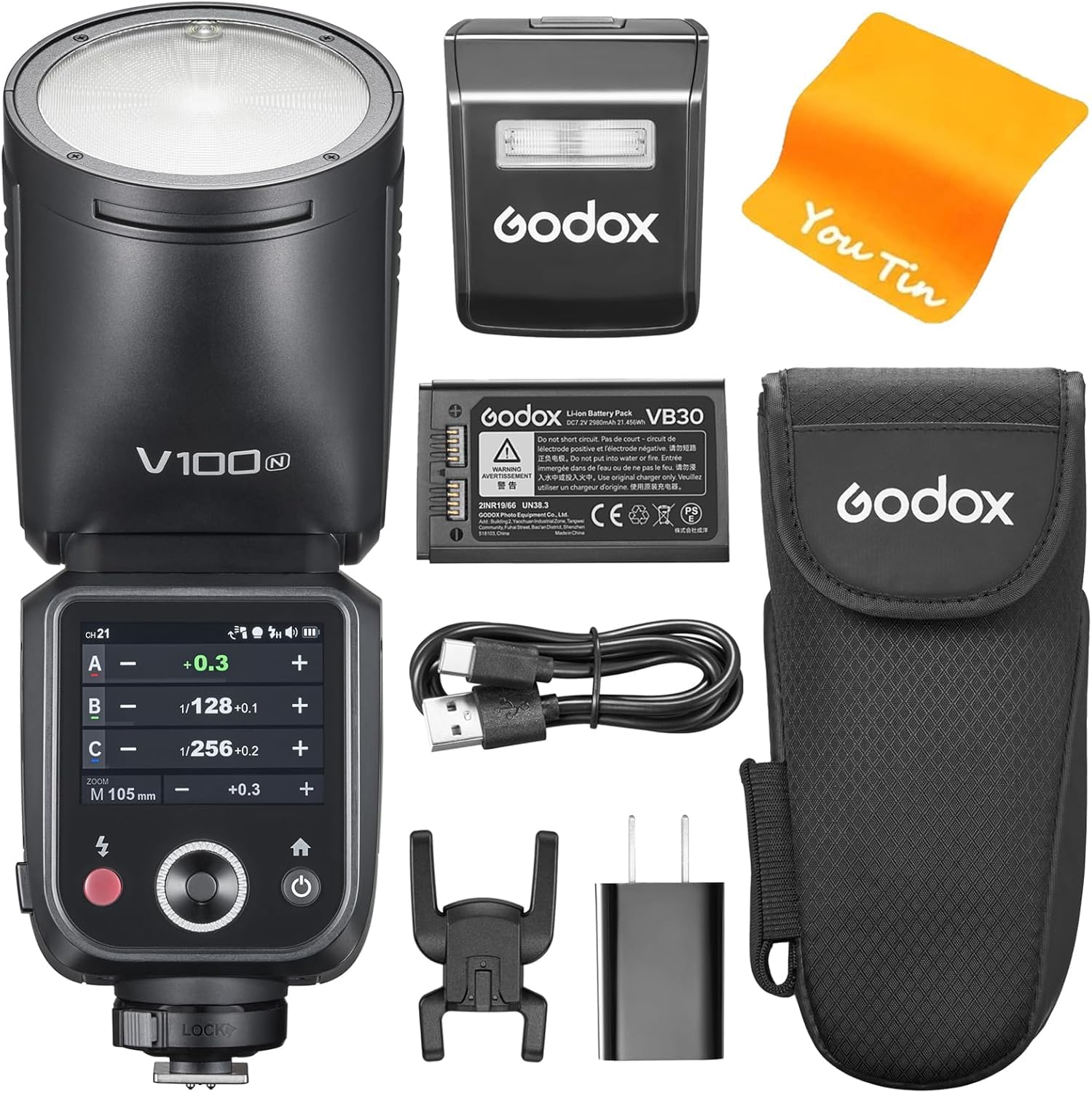 

Godox V100-N V100N TTL Camera Flash, Godox V1Pro-N Upgrade, OLED Screen and SU-1, 2.4G HSS 18000S Li-ion 7.2V2980mah, Godox V100N 100ws Round Head