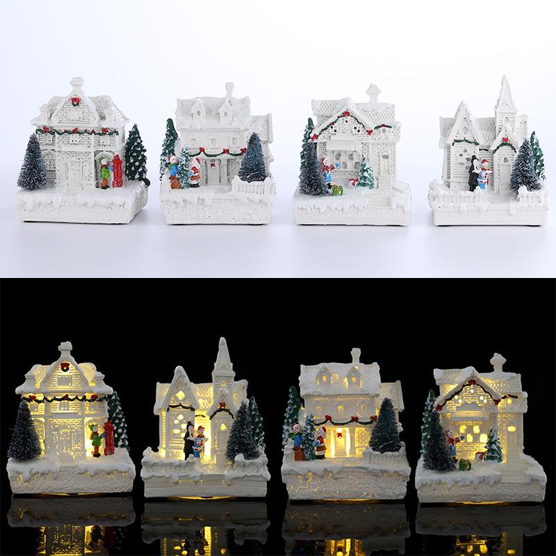 New High 14cm Christmas Light House Village Christmas Decorations For Home Xmas Gifts Christmas Ornaments New Year 2024 Natale N