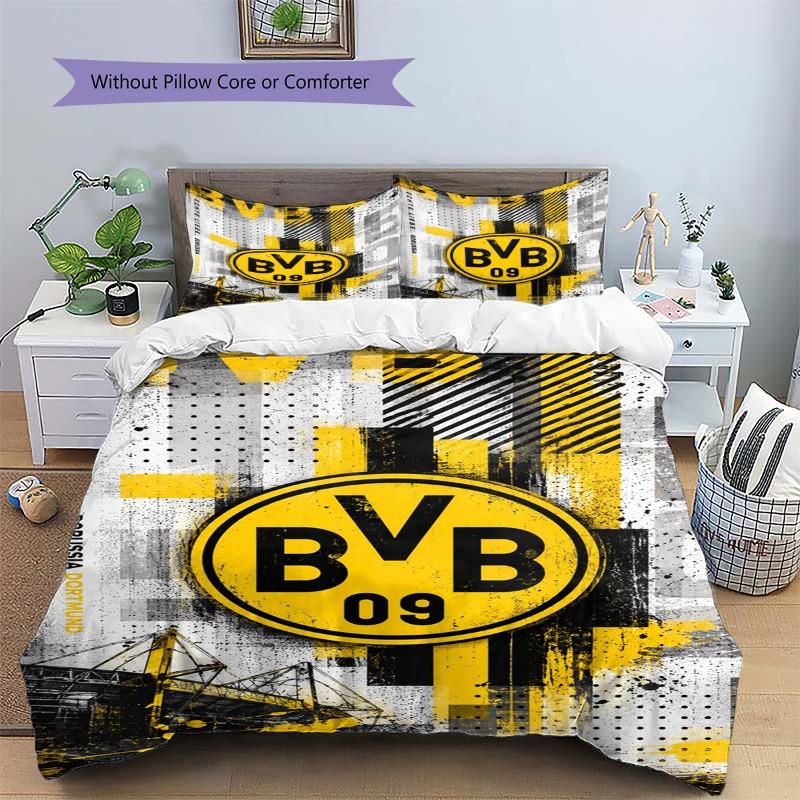 Borussia Dortmund BVB 09 Graffiti Stadium Print 3‑Pieces Duvet Cover Set Soccer Fan Bedding Bedroom Home Decor Without Pillow Core Comforter