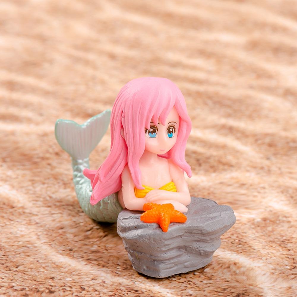 Cartoon Mermaid Figurines Desk Decorations Colorful Little Mermaid Ornament Cake Decor Miniature Figurine Aquarium Decoration