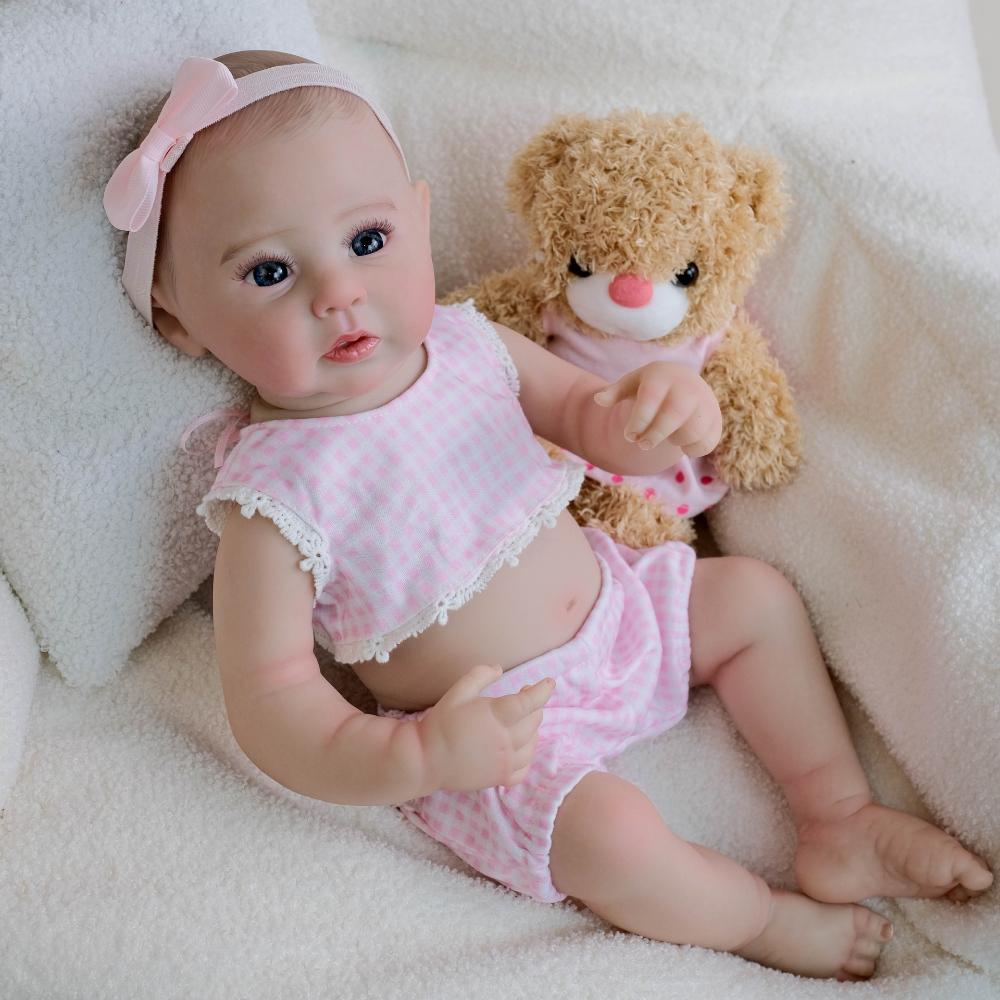 Lifelike 19'' 49cm Reborn Simulation Dolls Raven Soft Full Vinyl Body Alive Babies Doll Toy Cute Handmade Painting Rebirth Dolls for Kids 3+ Years Old