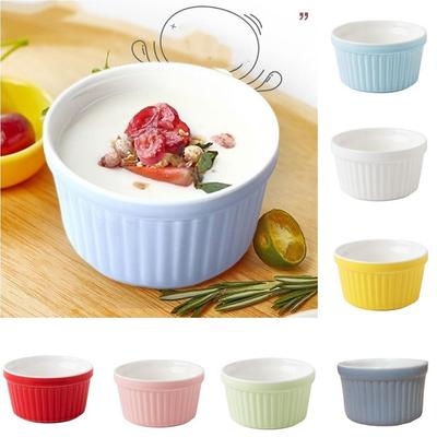 4Pcs Oven Safe Ramekins for Baking Ceramic Condiment Dish Dishwasher-Safe Souffle Cups Lava Cakes