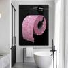 Black and Pink Toilet Posters Fashion Pink Woman Canvas Paintings And Prints HD Pictures For Washroom Bathroom Decor Frameless