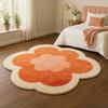 Tapis en Forme de Fleur pour Salon Forme Irrégulière Décoration de Chambre à Coucher Tapis pour Fille Tapis Épais en Peluche pour Chevet Tapis de Sol Doux Moelleux