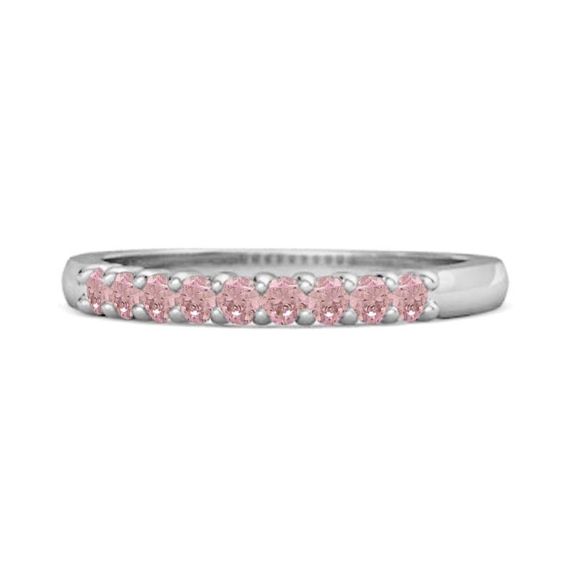 

Pink CZ Round Half Eternity Women Wedding Ring - 925 Sterling Silver 12 біле золото кольору