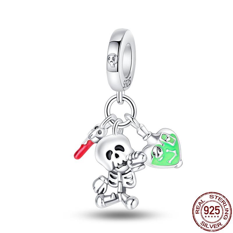 Copper Glow Halloween Series Charms Fit Original Pan Bracelet Diy Beads For Women Birthday Fine Jewelry Gift