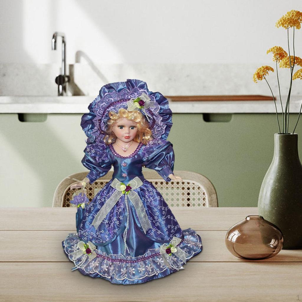 Beautiful Collectible Ceramic Doll People Model, Dollhouse Lady In Outfit, Miniature Porcelain