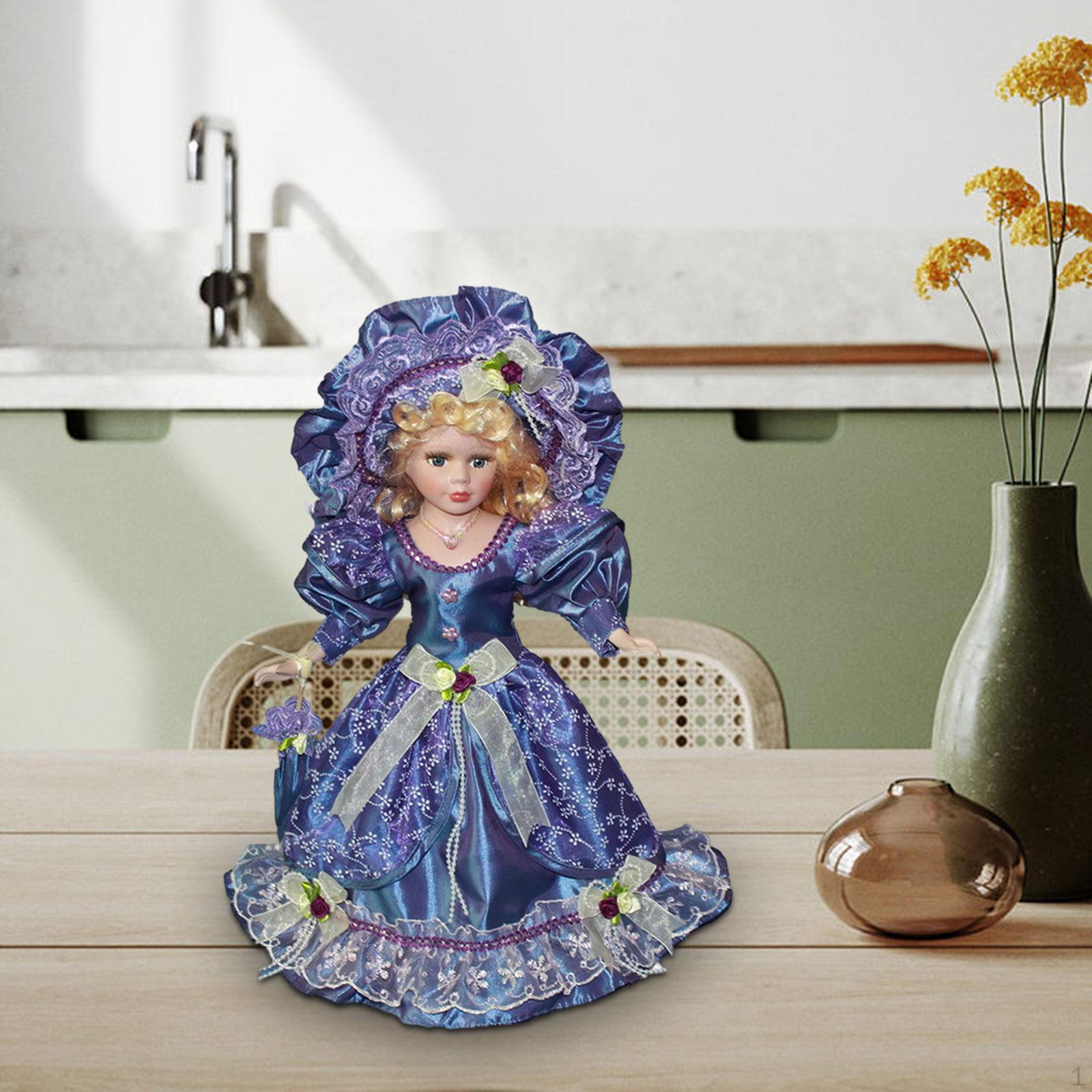 

Красивая коллекционная керамическая кукла-человечек, кукольная дама в наряде, миниатюрный фарфор розовый