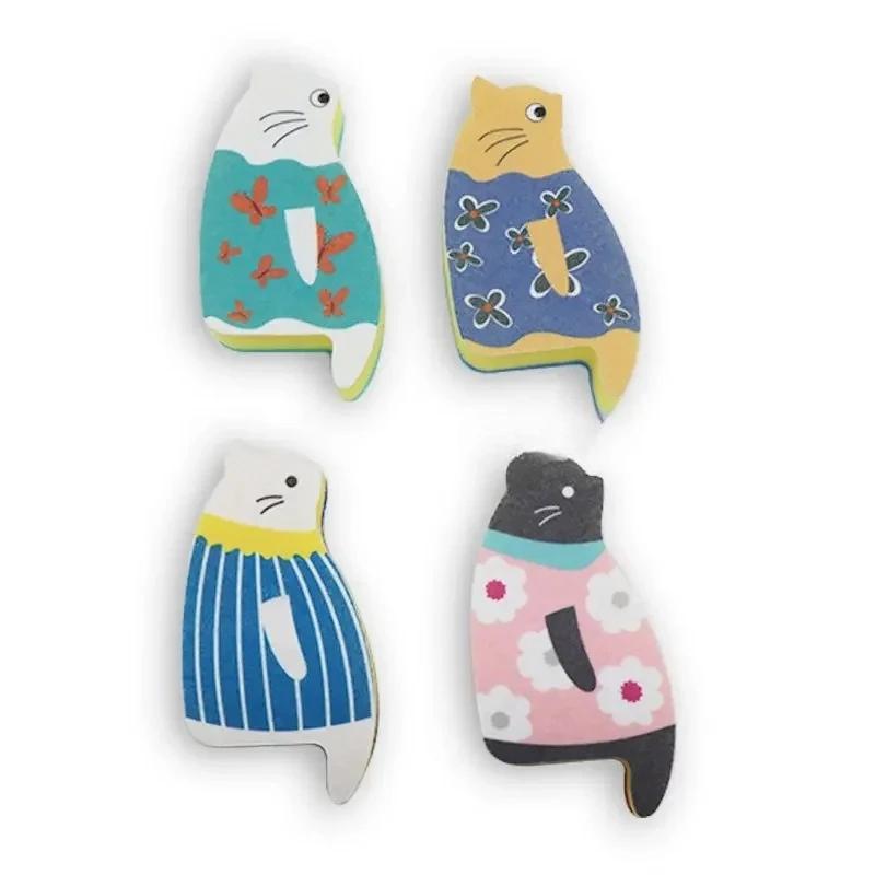 Kitchen Cleaning Dishwashing Sponge Sitting Cat Cute Cartoon Dishwashing Scouring Cloth Sponge Wipe