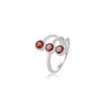 Elegant 925 Sterling Silver Triple Garnet Ring – Handmade Adjustable Stackable Red Stone Ring for Women