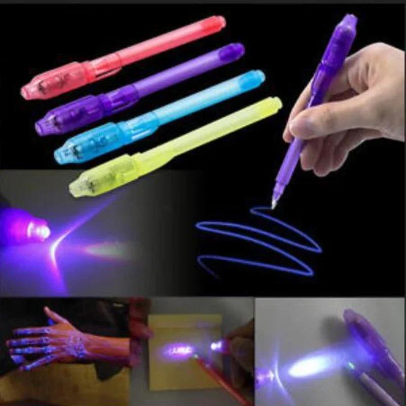 4pcs Luminous Light Pen Magic Purple UV Black Light Combo Invisible Ink Pen Educational Toys For Kids