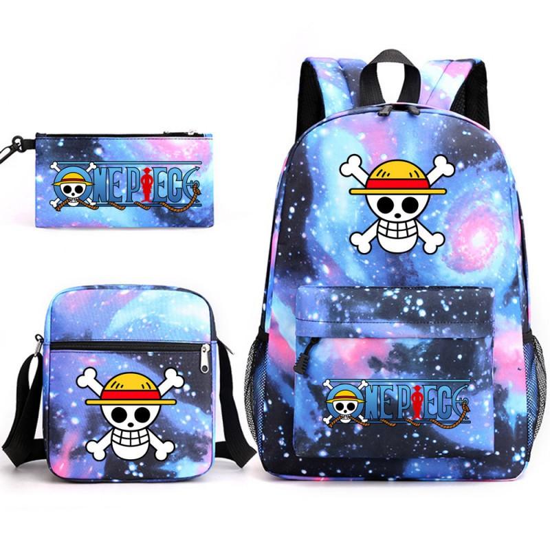 One Piece Anime Backpack Kids School Use Large Capacity Oxford Fabric Dual Shoulder Bag With Padded Straps