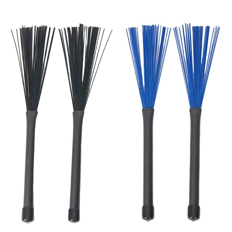 1Pair Professional Nylon Drumsticks Brushes Replacement Retractable Wire Brush Rod Drum Sticks Brush Easy To Use