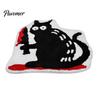 Stain Resistant Living Room Mat Halloween Pumpkin Bath Mat, Bathroom Rug with Non-slip Backing, Backing Area Soft Absorbent Black Cat for Home