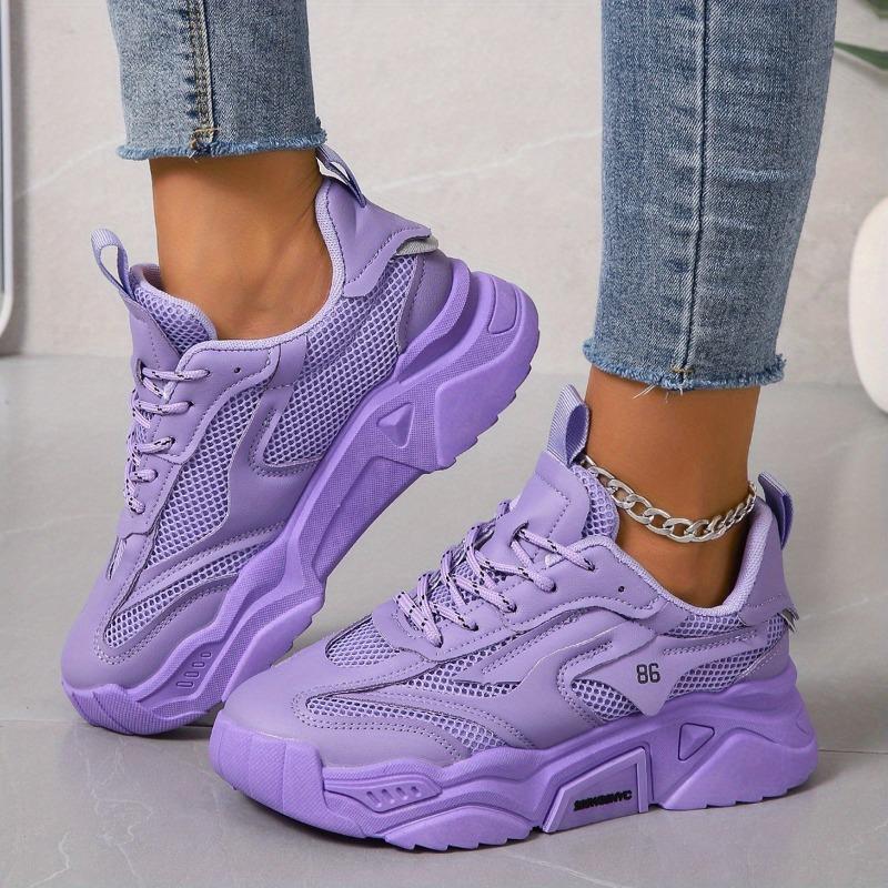 2025 Candy Color Mesh Pop Shoes Women's Thick Bottom Casual Sneakers Hundred Soft Bottom Breathable Running Shoes