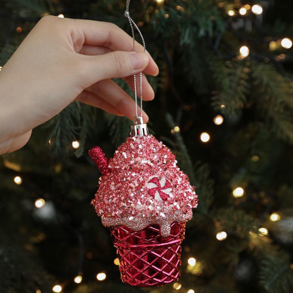 Santa Claus Glitter Christmas Tree Decoration Shatterproof Hanging Ornament Background Layout