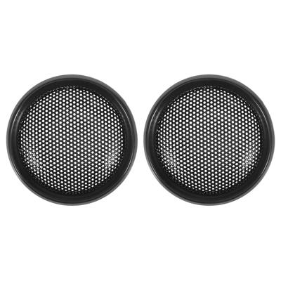 X AUTOHAUX Kryt reproduktoru Kryt mřížky reproduktoru 43x8mm Síťovina Mřížka subwooferu Houkačka Lesklý Kryt Ochrana Plast Železo Černá 2 kusy