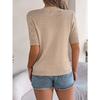 QICED Spring and Summer Casual Solid-color Cut-out Short-sleeved Knitted Top for Vacation Women's Wear