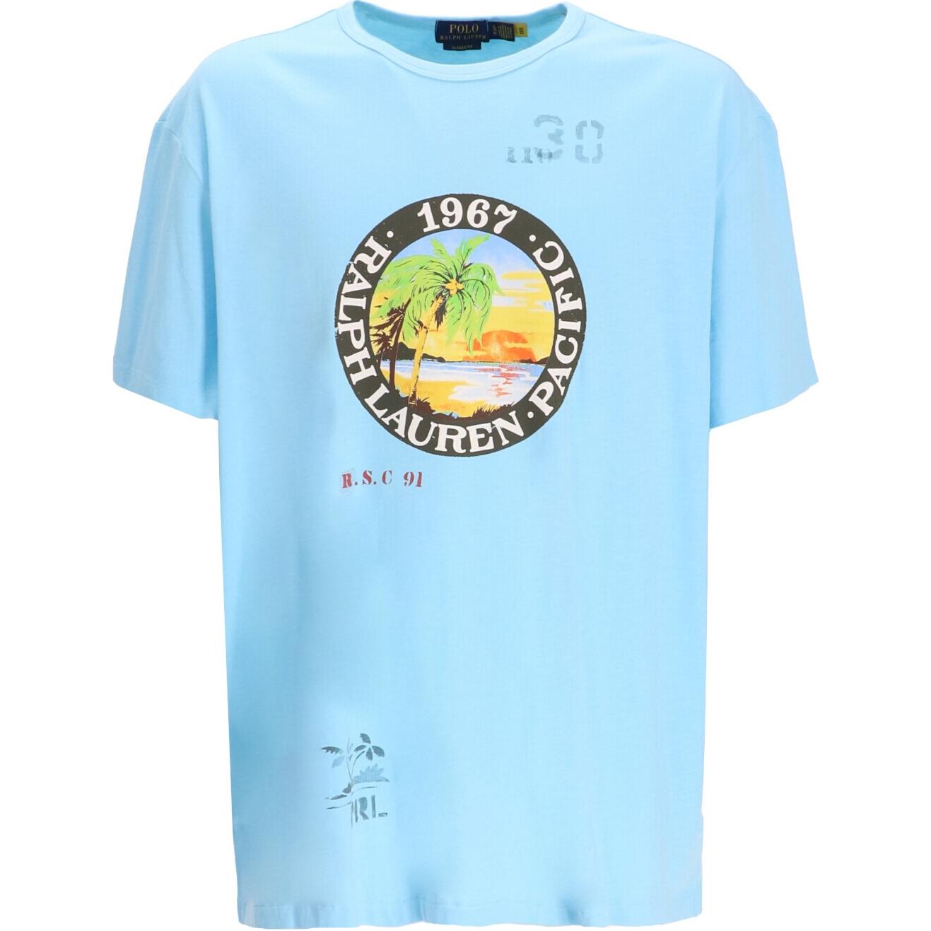 Футболка с круглым вырезом и короткими рукавами с логотипом Polo Ralph Lauren Мужские топы Синий 710958253-001 XXL