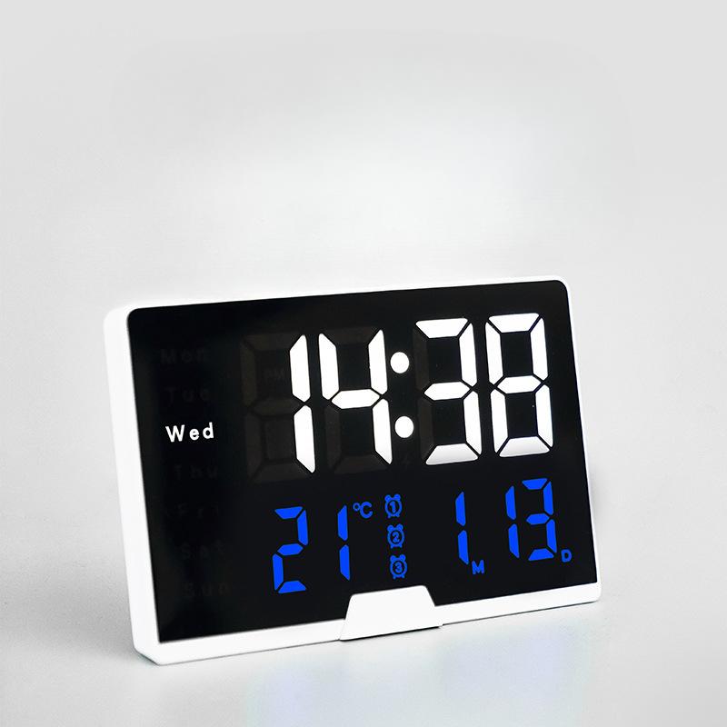 Simple Narrow Frame Electronic Clock Photosensitive Bedside Alarm Clock Large Screen Temperature Week Multifunction Clock