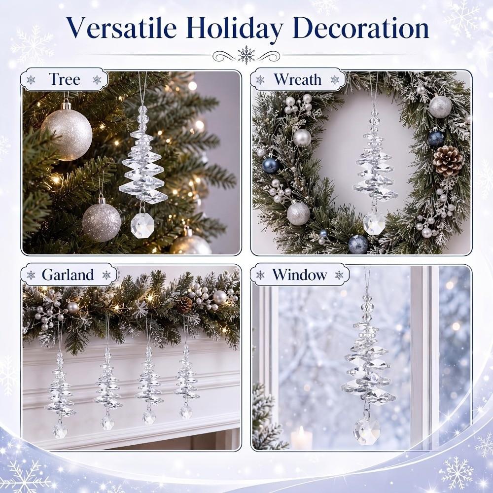 Crystal Christmas Icicle Pendants Bead Design Rhinestone Tree Pendants  Christmas