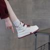 High-top casual shoes women's autumn and winter leather thick-soled heightening velvet warm board shoes non-slip and wear-resistant little white shoes