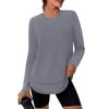 Women's Solid Color Round Neck Long Sleeve Loose Pullover Top