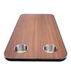 RV Table Top Solid Wood with 2 Stainless Steel Cup Holders for Trailer Motorhome Yacht Boat Deck 800 X 400mm Brown