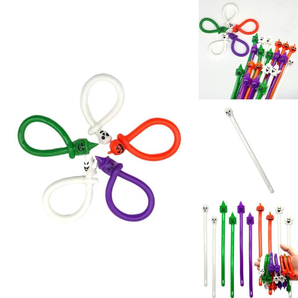 Cross-border Best-selling Halloween Wacky Tpr Soft Rubber Stress Relief Noodle Hand Bracelet Elastic Rope Toy Witch Purple 10.5g