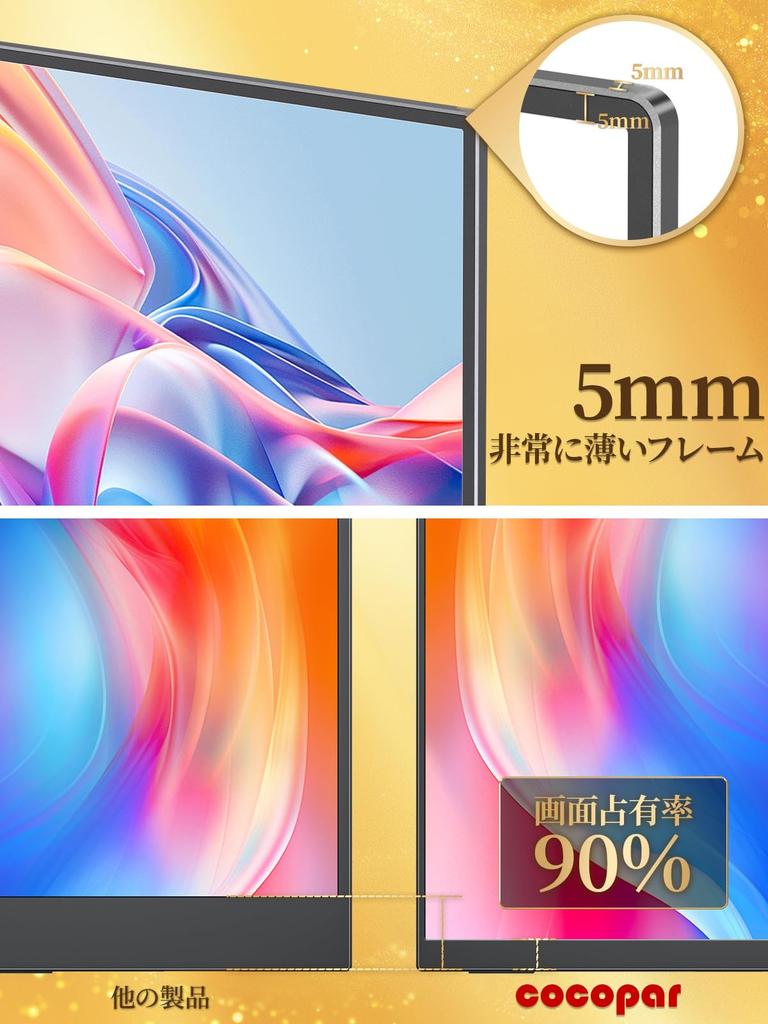 Cocopar Mobile Monitor for Mobile Display Matte IPS Thin and 1920x1080 Blue USB and Cover Compatible with and 15.6-inch Switch, Gaming, 90% sRGB,