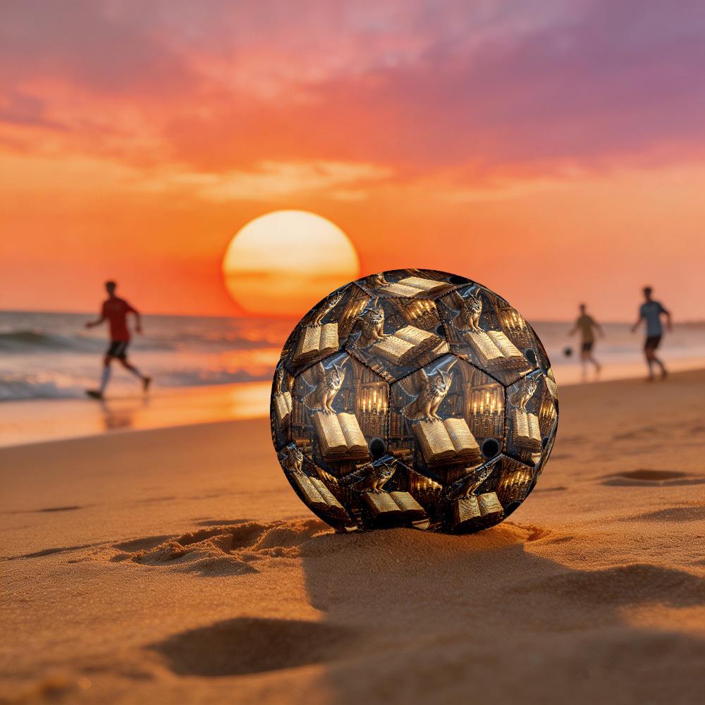 1pc Wise Owl Library Theme Soccer Ball Football, Size 5, Lightweight PVC, Outdoor Training Soccer Ball,Sports Gift t61445