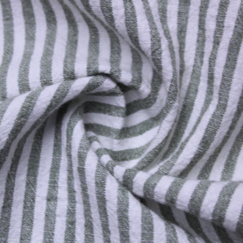 China Manufactures Cotton Linen Bedding Garment Fabric YARN DYED CREPE STRIPE