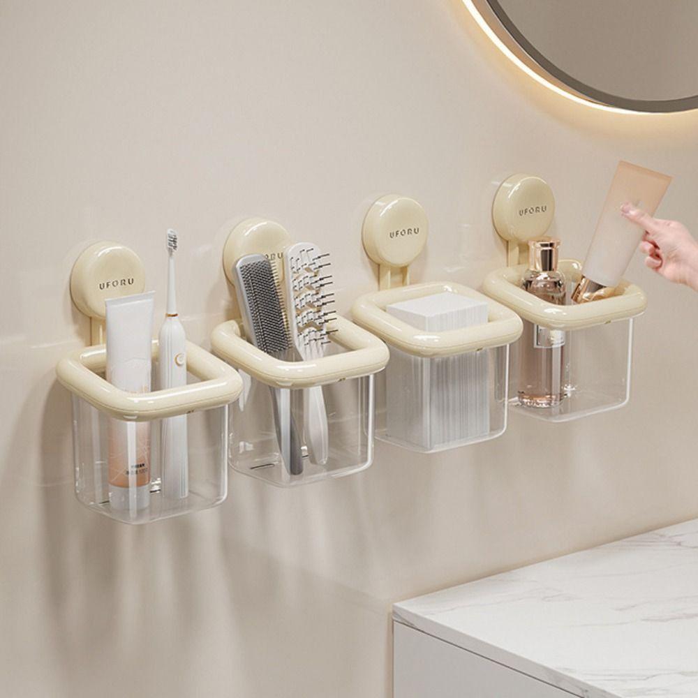 Multi-Functional Toothbrush Storage Rack Plastic Bathroom Shelf Storage Box  Bathroom