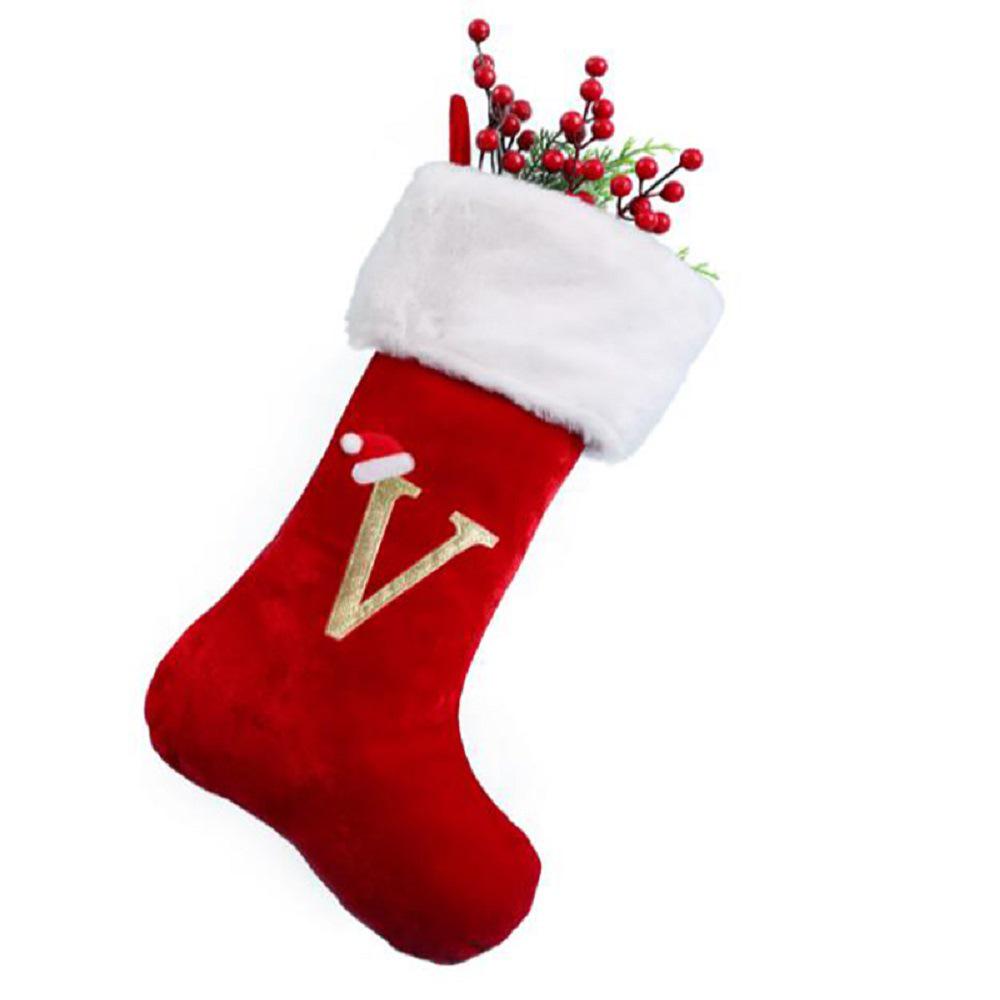 Large Cross-Border Christmas Alphabet Stocking Pendant for Kids - Cartoon Gift Bag
