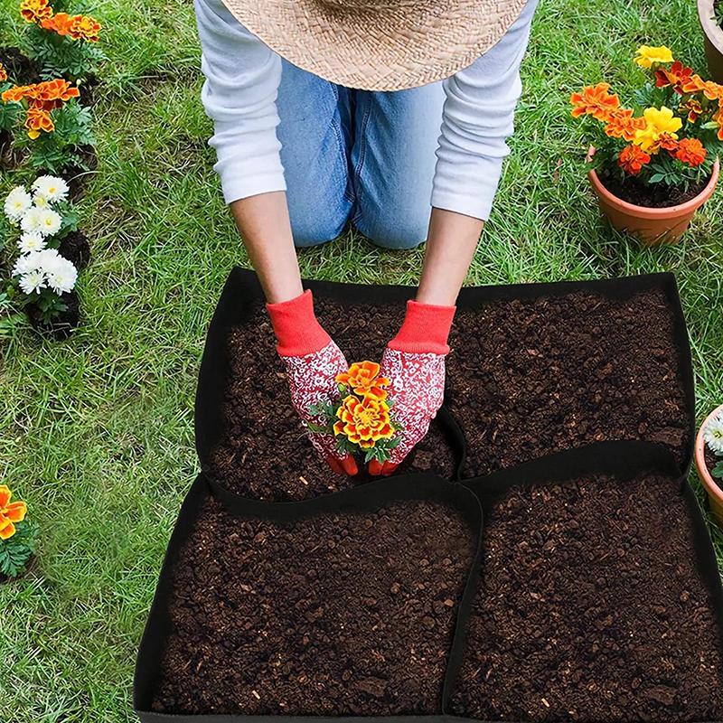 1/2/4/6/8 Holes Black Grow Bag Fabric Raised Garden Bed, Flowers And Vegetables Garden Grow Bags Rectangle Planting Nursery