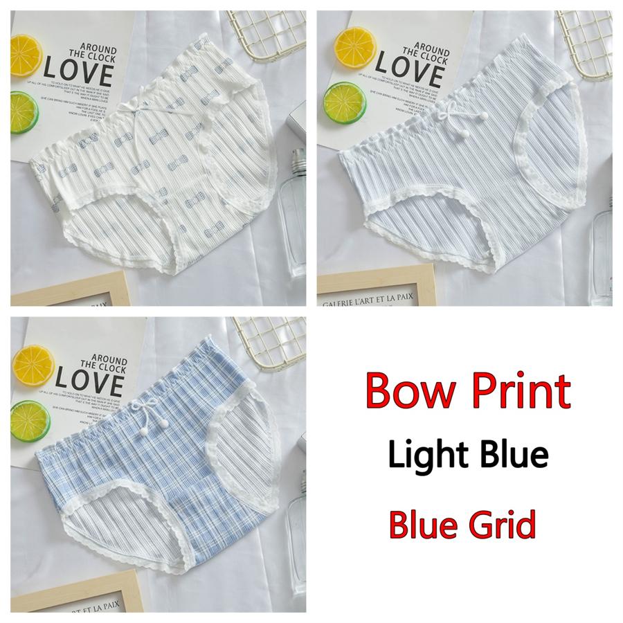 3PCS/Set Cotton Panties Women Underwear Panty Fashion Thread Bow Briefs Lovely Girl Seamless Underpants Female Lingerie Selling