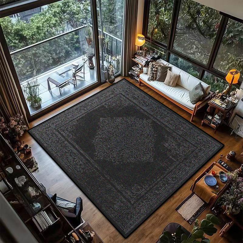 

Retro Black Persian CARPET LIVE ROOM Luxury Home Decoration Bedroom Large Area Rugs Easy Cleaning Non-slip Floor Mats Bedside 60x90cm door mat