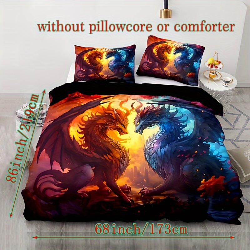2/3D Dream Catcher Double Dragon Duvet Cover Set (1 Duvet Cover + 1/2 Pillowcase Coreless) - Soft Comfortable