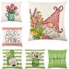 Home Spring Floral Pillow Cover Linen Letter Sofa Cushion Cover Office Cushion Study Chair Backrest