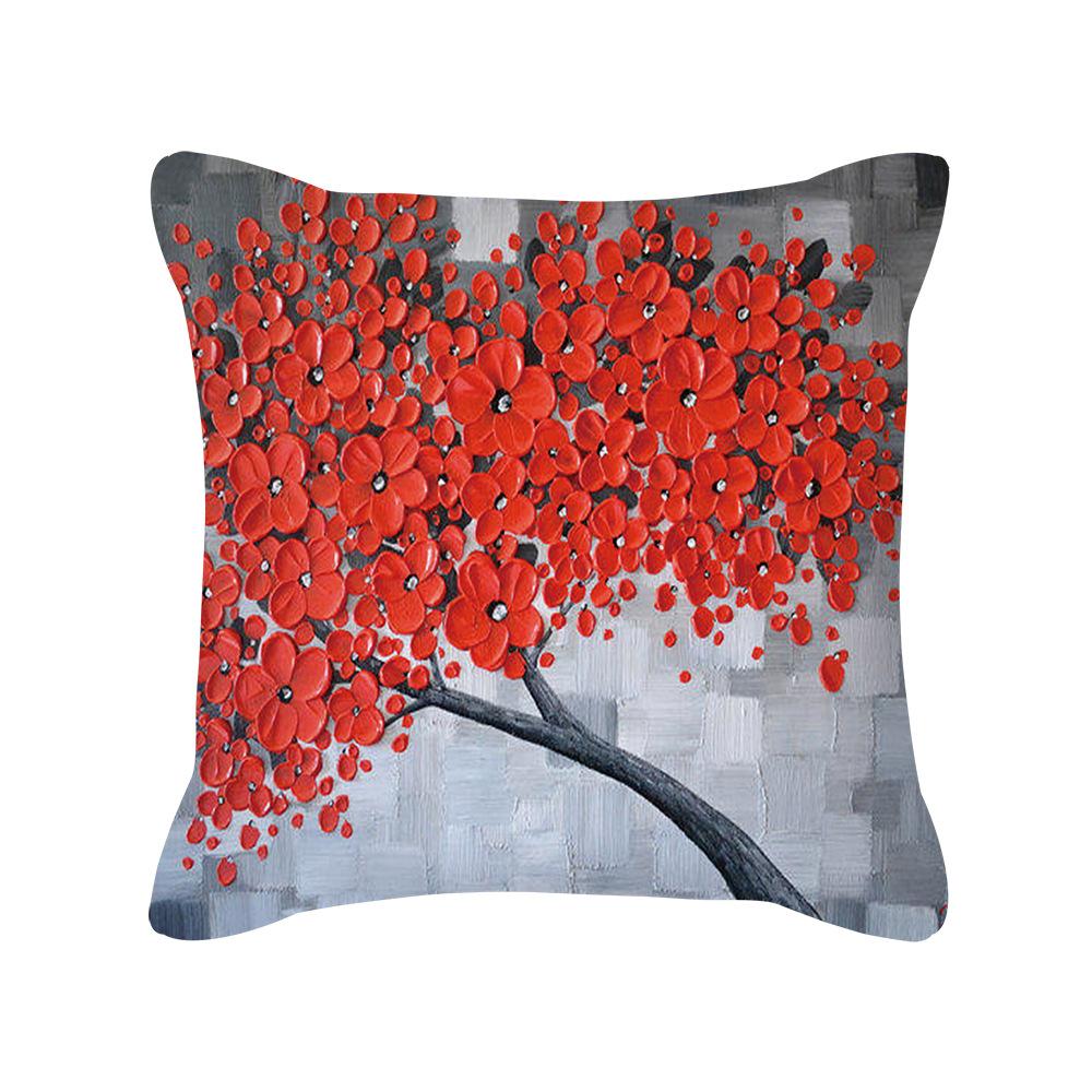 Ins Nordic Oil Painting Color Tree Sofa Pillow Cover Cushion Cushion Cover New Household Products