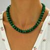 European and American jewelry geometric dopamine color pure handmade beaded necklace versatile high sense collarbone chain necklace jewelry