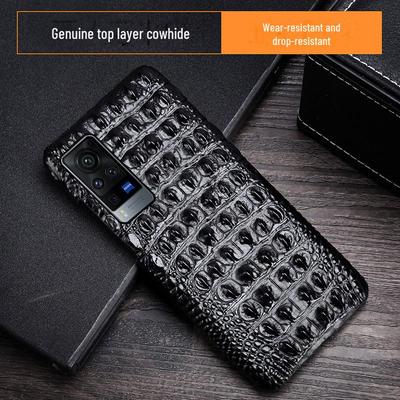 Äkta Läder Krokodilskalle Telefonfodral för Vivo X90 Pro, X80 och X60 Pro. Stilren affärsdesign.