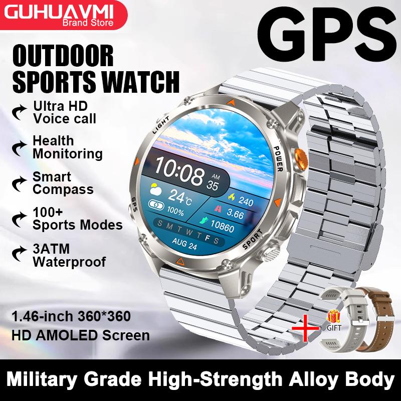 New Military Outdoors BT Call Smart Watch Built-in GPS Compass Barometric Altimeter 10ATM Waterproof Sports Smartwatche Men