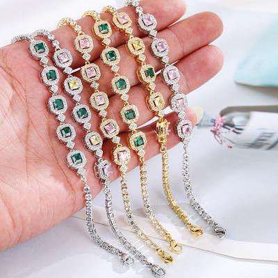 Nieuwe Kleurrijke Toermalijn Prinses Zirconia Armband Vrouwelijke Mode Handaccessoires