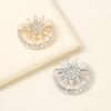 Zinc Alloy Brooch Pin, Moon Star Shape Lapel Badge with Rhinestones Inlaid, Decorative Collar Pin for Sweaters Collars Hats Bags Coats Scarves