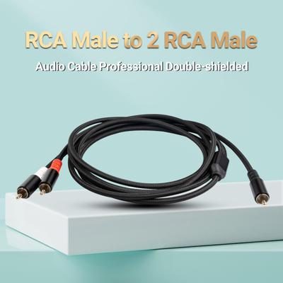 Audio Cable Professional RCA Male To 2 Double-shielded Gold-plated RCA Male Stereo Audio Extension Cable