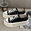 Popular European Platform Canvas Shoes Women's 2025 New Spring Heightening Sports and Leisure Versatile Board Shoes Little White Shoes