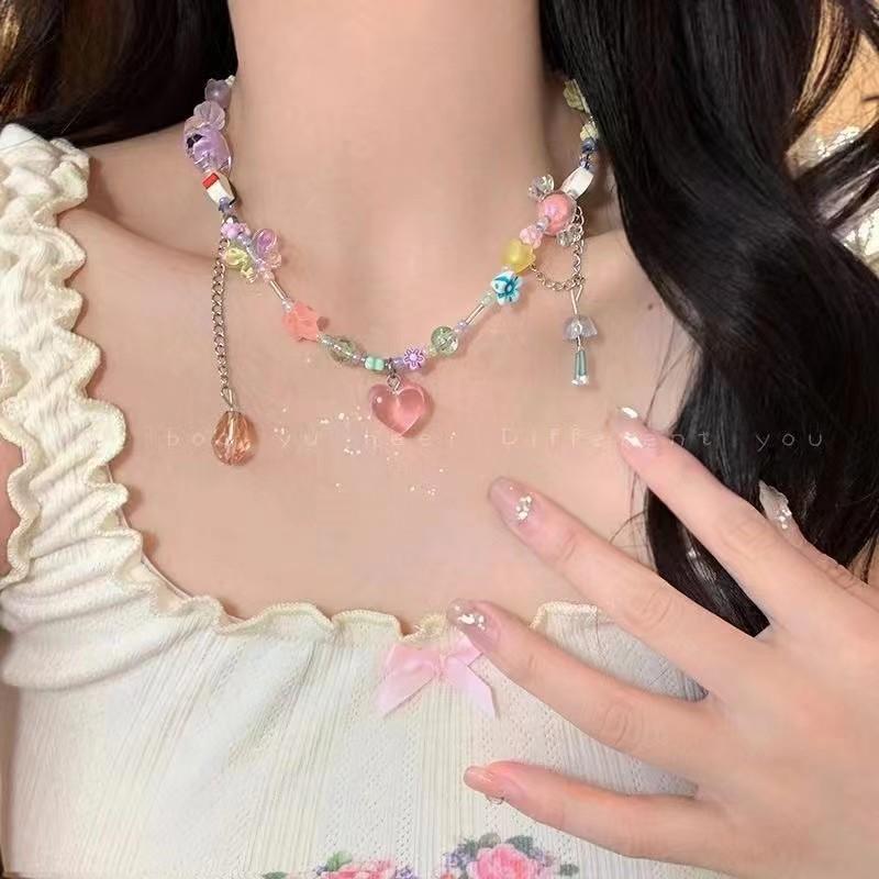

Dopamine Girl~ Sweet Temperament Niche Versatile Beaded Necklace Women s Tide Fashion Collarbone Chain